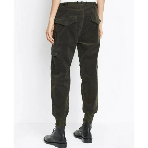 VINCE Slouchy Corduroy Military Pants Slim Fit in Olive - Picture 7 of 16